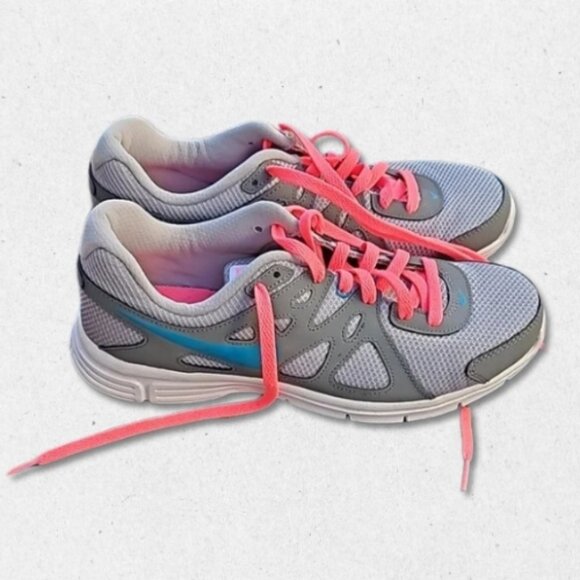 Nike Revolution 2 Running Shoes Breathable Cushioned Soles Grey/Turquoise W 9.5 - Picture 2 of 4
